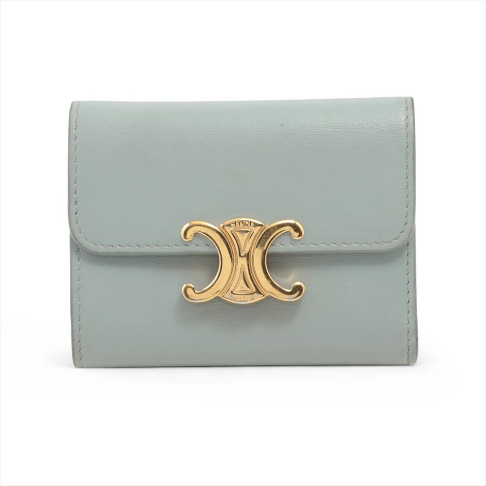 Celine Triomphe Small Flap Wallet, Leather Tri-fold Compact, Women's